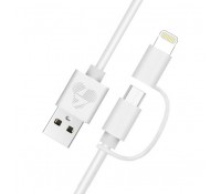 POWERTECH Καλώδιο USB σε Micro/Lightning prime PT-707, MFi, 1m, λευκό