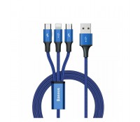 Baseus Rapid 3in1 Braided USB to micro USB / Lightning / Type-C Cable 5A Μπλε 1.2m (CAJS000003)