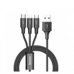 Baseus Rapid Series 3-in-1 Braided USB to Lightning / micro USB / Type-C Cable 3.5A Μαύρο 1.2m (CAJS000001) (BASCAJS000001)
