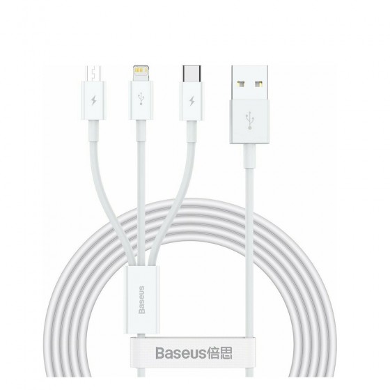 Baseus Superior Series Regular USB to Type-C / Lightning / micro USB Cable 3.5A Λευκό 1.5m (CAMLTYS-02) (BASCAMLTYS02)