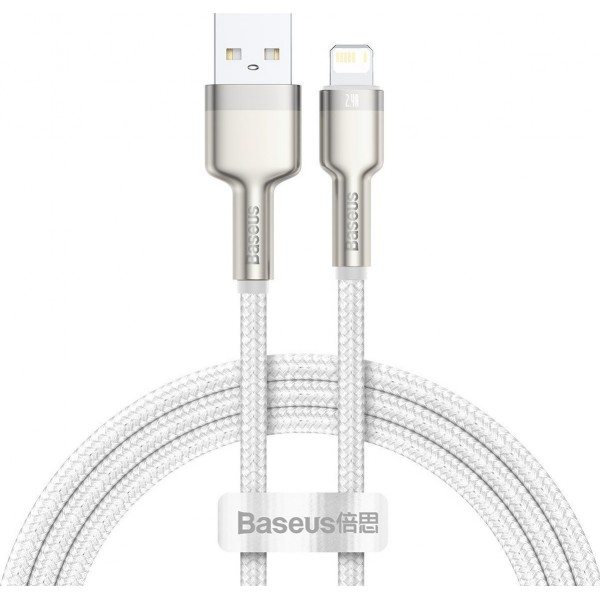 Baseus - Data Cable Cafule Series Metal (CALJK-A02) - USB to Lightning, 2.4A, 480Mbps, 1m - White