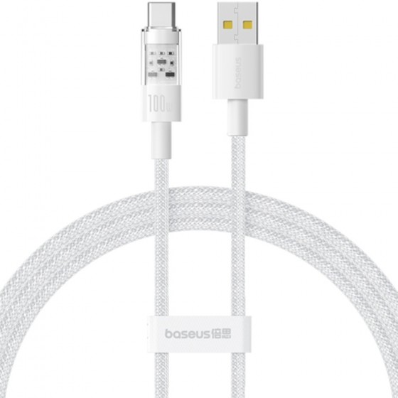 Baseus - Data Cable Gem (P10373002311-01) - USB to Type-C, Super Fast Charging 100W, 2m - GMoon White