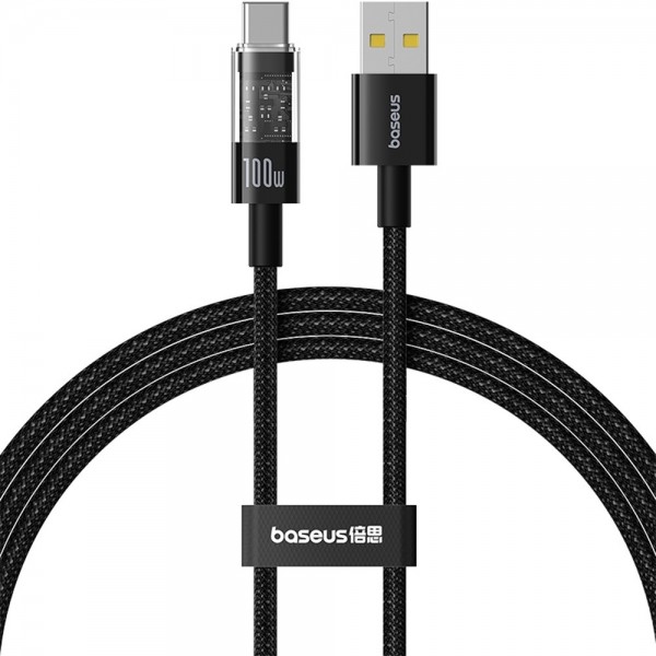 Baseus - Data Cable Gem (P10373002111-01) - USB to Type-C, Super Fast Charging 100W, 2m - Cluster Black Baseus - Data Cable Gem (P10373002111-01) - USB to Type-C, Super Fast Charging 100W, 2m - Cluster Black