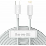 Baseus Simple Wisdom USB-C to Lightning Cable 20W Λευκό 1.5m (TZCATLZJ-02), 2 τεμ Baseus Simple Wisdom USB-C to Lightning Cable 20W Λευκό 1.5m (TZCATLZJ-02), 2 τεμ