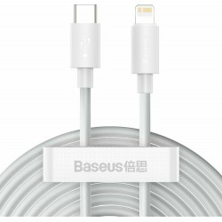 Baseus Simple Wisdom USB-C to Lightning Cable 20W Λευκό 1.5m (TZCATLZJ-02), 2 τεμ