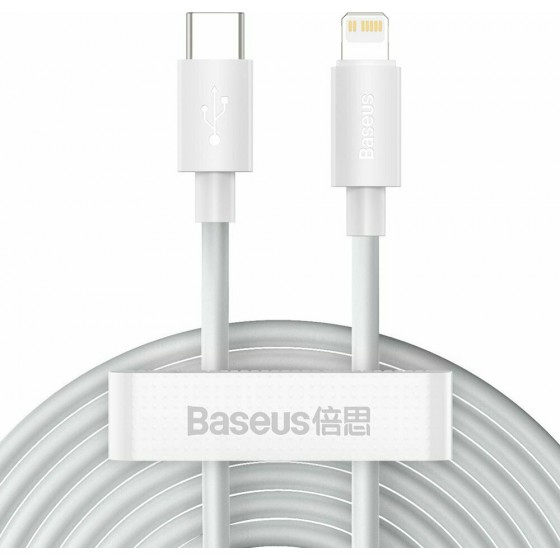 Baseus Simple Wisdom USB-C to Lightning Cable 20W Λευκό 1.5m (TZCATLZJ-02), 2 τεμ