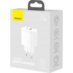 Baseus Φορτιστής Χωρίς Καλώδιο με Θύρα USB-A και Θύρα USB-C 20W Power Delivery / Quick Charge 3.0 Λευκός (CCXJ-B02)