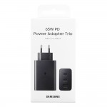 TRAVEL SAMSUNG EP-T6530NBEGEU TRIO PD 3.0 USB A 15W 5V 2A/9V 1.67A+USB C 5V 3A/9V 3A/15V 3A/20V 3.25A+USB C 65W BLACK PACKING OR
