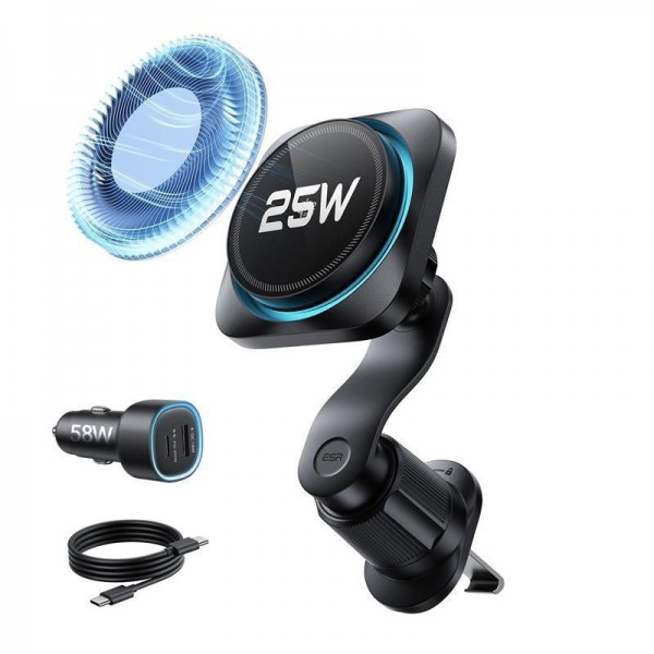 ESR OMNILOCK CRYOBOOST MAGNETIC MAGSAFE VENT CAR MOUNT WIRLESSS CHARGER 25W QI2.2 BLACK