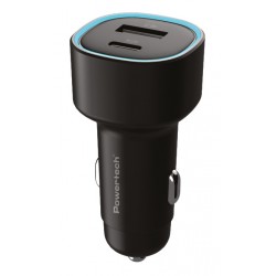POWERTECH φορτιστής αυτοκινήτου PT-1539, USB & USB-C, 85W, μαύρος