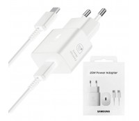 Samsung - Original Wall Charger T2510 (EP-T2510XWEGEU) - Type-C 25W, Super Fast Charging with Cable USB-C - White (Blister Packing)