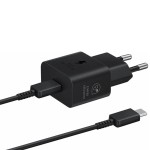 Samsung - Original Wall Charger T2510 (EP-T2510XWEGEU) - Type-C 25W, Super Fast Charging with Cable USB-C - Black (Blister Packing)