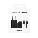 Samsung - Original Wall Charger T2510 (EP-T2510XWEGEU) - Type-C 25W, Super Fast Charging with Cable USB-C - Black (Blister Packing)