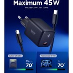 Spigen Φορτιστής EE451EU-GAN με Θύρα USB-C και Καλώδιο USB-C - USB-C 45W Power Delivery Μαύρος Spigen Φορτιστής EE451EU-GAN με Θύρα USB-C και Καλώδιο USB-C - USB-C 45W Power Delivery Μαύρος