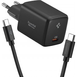 Spigen Φορτιστής EE451EU-GAN με Θύρα USB-C και Καλώδιο USB-C - USB-C 45W Power Delivery Μαύρος