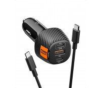 Spigen Φορτιστής Αυτοκινήτου 113W με Θύρες: 1xUSB 2xType-C μαζί με Καλώδιο Type-C Μαύρο Χρώμα