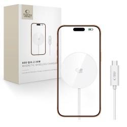 Tech-Protect A50 Ασύρματος MagSafe Φορτιστής Qi2.2 25W Λευκός, για iPhone και Airpods 
