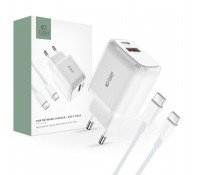 Tech-Protect Φορτιστής με Θύρα USB-A και Θύρα USB-C και Καλώδιο USB-C 20W Power Delivery / Quick Charge 3.0 Λευκός (C20W)