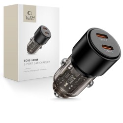 TECH-PROTECT CC403 100W 2-Port Car Charger, Διπλός Φορτιστής Αυτοκινήτου 2 Type-C - Black