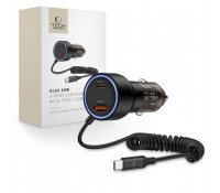 Tech-protect CC05 2-port Car Charger PD60W με type C καλώδιο Black Tech-protect CC05 2-port Car Charger PD60W με type C καλώδιο Black