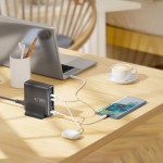 Tech-Protect Βάση Φόρτισης GaN με 2 Θύρες USB-A και 4 Θύρες USB-C 80W Power Delivery / Quick Charge 3.0 σε Μαύρο χρώμα (PD80W/QC3.0)