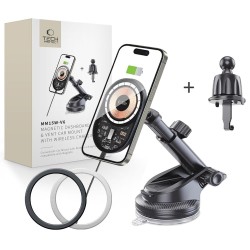 Tech-Protect Magnetic MagSafe Car Mount Phone Charger for Dashboard and Air Vent - MM15W-V6 15W Black / Interior