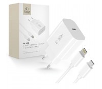 Tech-Protect Φορτιστής με Θύρα USB-C και Καλώδιο Lightning 20W Power Delivery / Quick Charge 3.0 Λευκός (C20W)