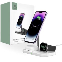 TECH-PROTECT A22 3in1 15W Magnetic stand & Wireless Charger Ασύρματος Φορτιστής, λευκός, only for Apple Series
