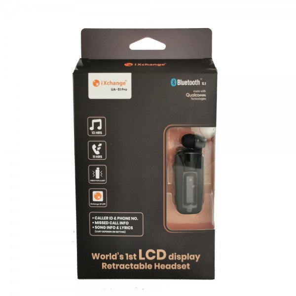 iXchange UA51 Pro In-ear Bluetooth Handsfree Ακουστικό Πέτου Μαύρο