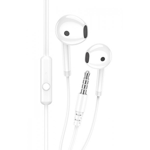 KAKUSIGA earphones με μικρόφωνο KSC-1301, 3.5mm σύνδεση, 14mm, 1.1m, λευκά