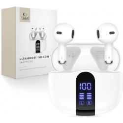 Tech-Protect Ultraboost TWS In-ear Bluetooth Handsfree Ακουστικά με Θήκη Φόρτισης Λευκά