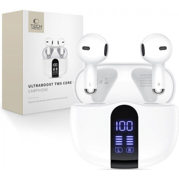 Tech-Protect Ultraboost TWS In-ear Bluetooth Handsfree Ακουστικά με Θήκη Φόρτισης Λευκά Tech-Protect Ultraboost TWS In-ear Bluetooth Handsfree Ακουστικά με Θήκη Φόρτισης Λευκά