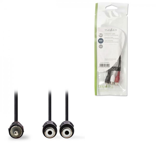 NEDIS CAGP24010BK02, Καλώδιο 2x RCA θηλ. - 1x RCA αρσ, 0.2m NEDIS CAGP24010BK02, Καλώδιο 2x RCA θηλ. - 1x RCA αρσ, 0.2m