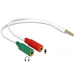 DELOCK Αντάπτορας από 2x 3.5mm 3-pin (F) σε 3.5mm 4-pin (M), λευκός|65447