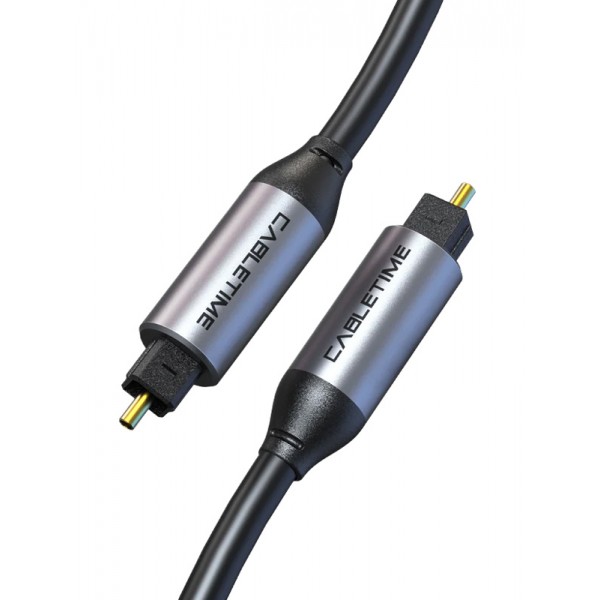 CABLETIME καλώδιο ήχου Toslink CT-AV380-P04GN, gold plated, 5mm, 2m, μαύρο CABLETIME καλώδιο ήχου Toslink CT-AV380-P04GN, gold plated, 5mm, 2m, μαύρο