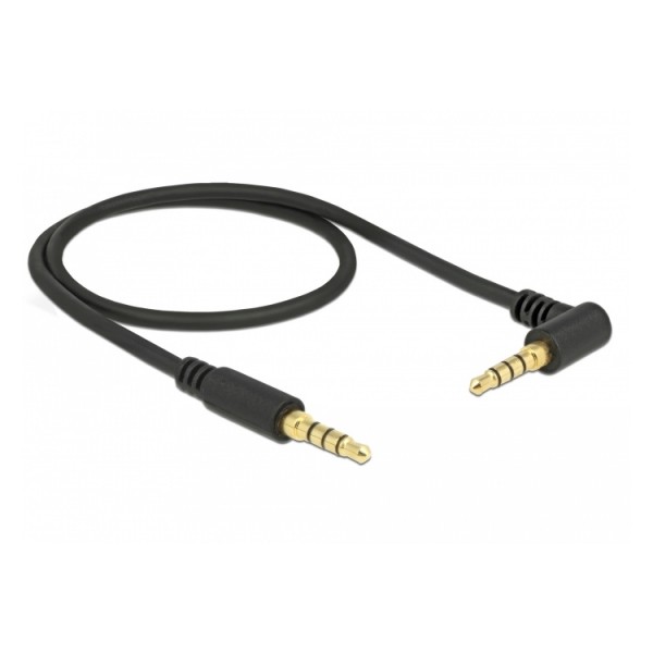 DELOCK Καλώδιο Jack Stereo σε Jack Stereo 4pin 3.5mm 90°, Μαύρο, 1m