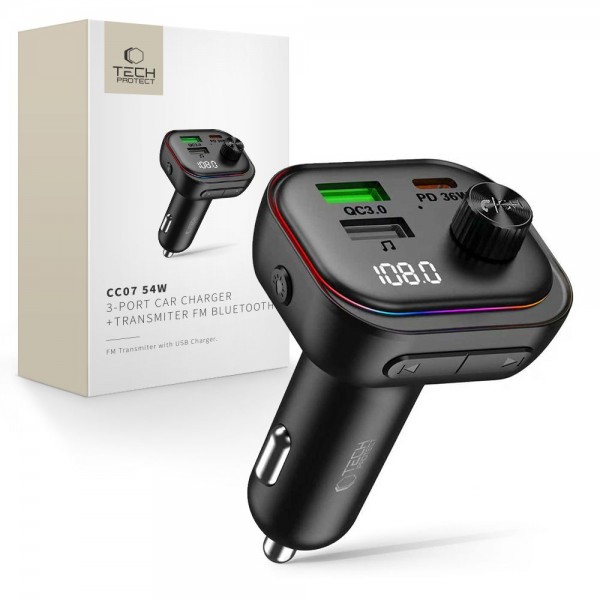 Tech-Protect CC07 54W FM Transmitter Αυτοκινήτου με Bluetooth Tech-Protect CC07 54W FM Transmitter Αυτοκινήτου με Bluetooth