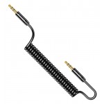 USAMS Καλώδιο Aux Jack 3.5mm SJ256, Σπιράλ, 1.2m, Μαύρο