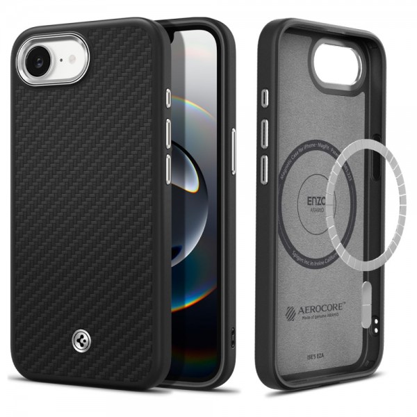 Spigen Enzo Aramid MagSafe Back Cover Μαύρο για το iPhone 16e/17e, ACS09153