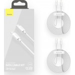 Baseus Simple Wisdom USB-C to Lightning Cable 20W Λευκό 1.5m (TZCATLZJ-02), 2 τεμ Baseus Simple Wisdom USB-C to Lightning Cable 20W Λευκό 1.5m (TZCATLZJ-02), 2 τεμ