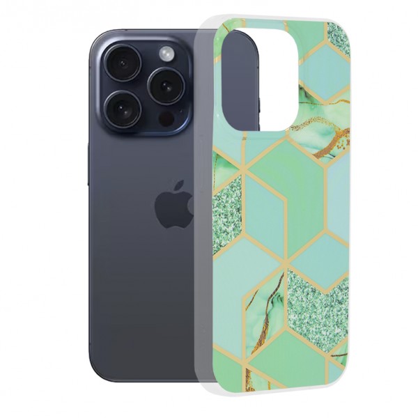 Techsuit Marble Series Back Cover Πλαστικό / Σιλικόνης για το iPhone 15 Pro, Green Hex Techsuit Marble Series Back Cover Πλαστικό / Σιλικόνης για το iPhone 15 Pro, Green Hex