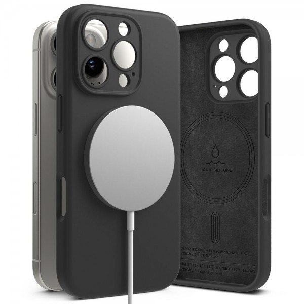 Ringke Silicone Magnetic Back Cover Σιλικόνης Black για το iPhone 16 Pro, Basic