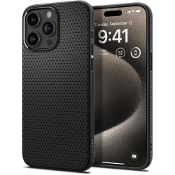 Spigen Liquid Air Back Cover Σιλικόνης Matte Μαύρο για το iPhone 15 Pro Max, ACS06562