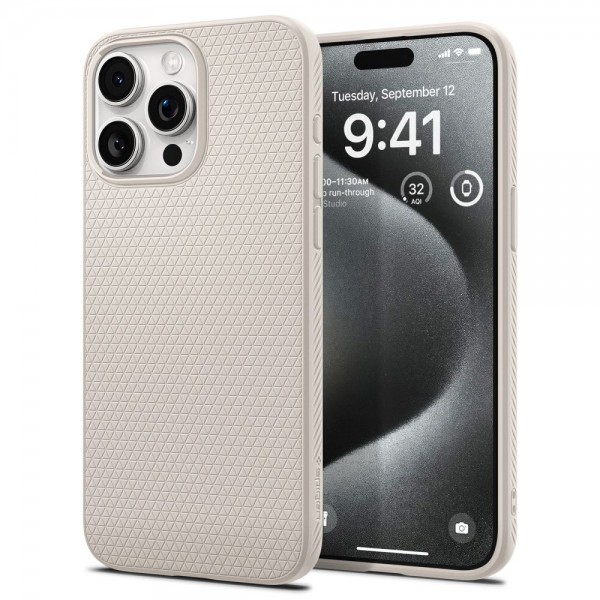 Spigen Liquid Air Back Cover Natural Titanium για το iPhone 15 Pro, ACS07217