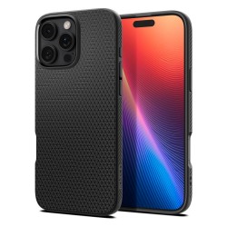 Spigen Liquid Air Back Cover Σιλικόνης Ανθεκτικό Matte Μαύρο για iPhone 16 Pro, ACS08117