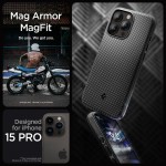 Spigen Mag Armor Magfit  for MagSafe Back Cover Ανθεκτική Matte Μαύρο για το iPhone 15 Pro, ACS06736