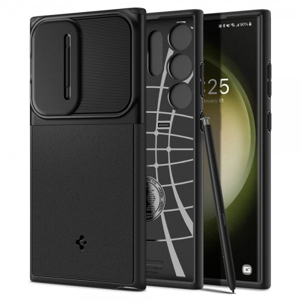 Spigen Optik Armor Back Cover Πλαστικό Ανθεκτική Μαύρο Samsung Galaxy S23 Ultra