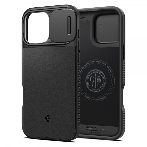 Spigen Optik Armor MagFit Back Cover- θήκη Ανθεκτική σε Μαύρο χρώμα για το iPhone 16 Pro Max, ACS08015