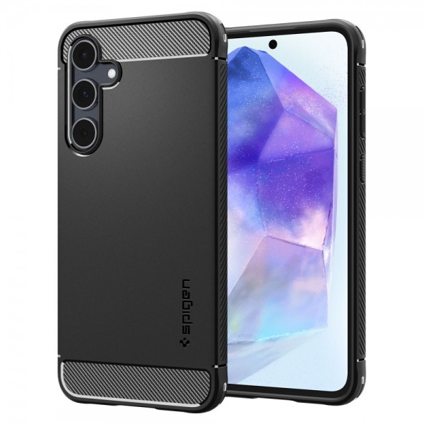 Spigen Rugged Armor Back Cover Σιλικόνης Ανθεκτική Μαύρο για Samsung Galaxy A55 5G