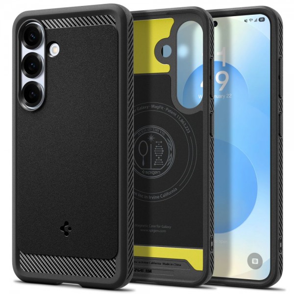 Spigen Rugged Armor Magsafe Back Cover Σιλικόνης Ανθεκτική Μαύρο για το Samsung Galaxy S25 Plus, ACS08977